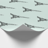 Mint Green Eiffel Tower Wrapping Paper Cadeaupapier (Hoek)
