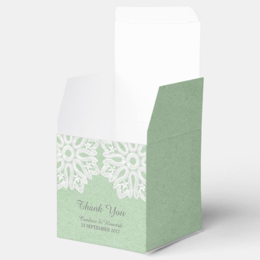 Mint Green Elegant Lace Favor Boxes Bedankdoosjes (Geopend)