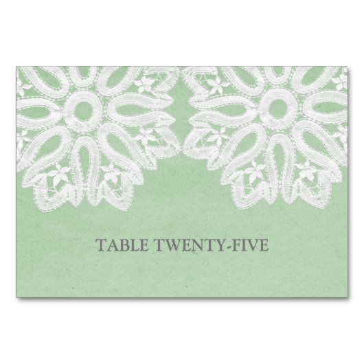 Mint Green Elegant Lace Table Kaart (Voorkant)