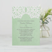 Mint Green Elegant Lace Wedding Invitation (Debout devant)