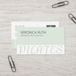 Mint Green Elegant Minimalistische Pilates QR-code Visitekaartje