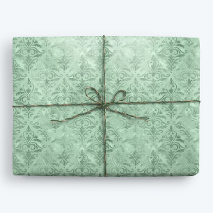 Mint Green Elegant Victoriaans Damask Cadeaupapier