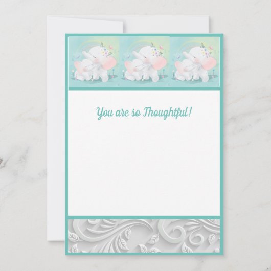 Mint Green Elephant Boy Girl Baby shower Bedankkaart (Achterkant)