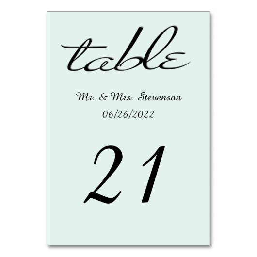 Mint Green en Black Name and Date Kaart (Voorkant)