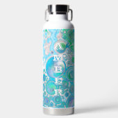 Mint Green en Blue Fluid Art Waterfles (Voorkant)