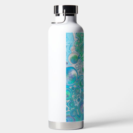 Mint Green en Blue Fluid Art Waterfles (Rechts)