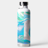 Mint Green en Blue Fluid Art Waterfles (Rechts)