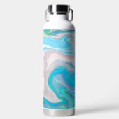 Mint Green en Blue Fluid Art Waterfles (Voorkant)