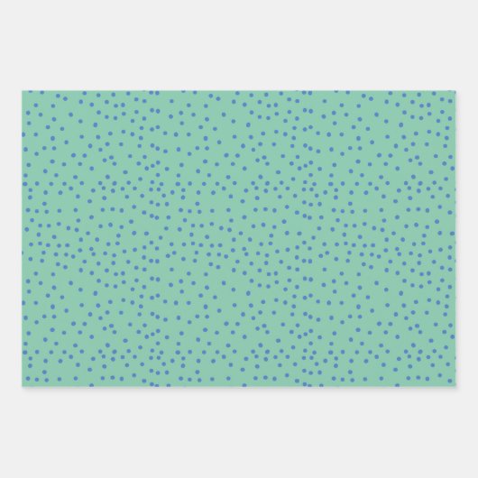 Mint Green en Blue Polka Dot Pattern Inpakpapier Vel (Voorkant)