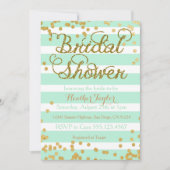 Mint Green en Gold Bridal Shower-uitnodiging Kaart (Voorkant)