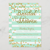 Mint Green en Gold Bridal Shower-uitnodiging Kaart (Voorkant / Achterkant)