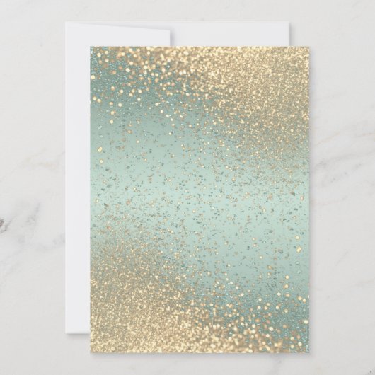 Mint Green en Gold Glitter Birthday Invitation Kaart (Achterkant)