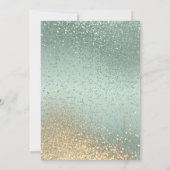 Mint Green en Gold Glitter Invitation Kaart (Achterkant)