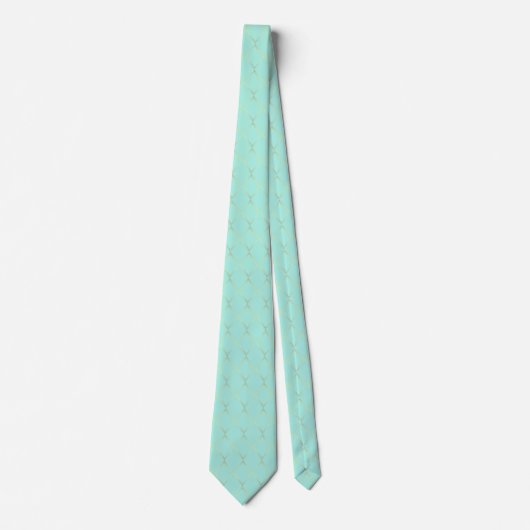 Mint Green en Gold Pattern Stropdas (Voorkant)