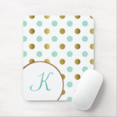 Mint Green en Gold Polka Dot Muismat (Met muis)