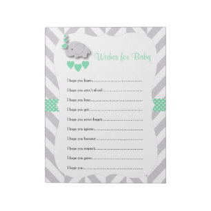 Mint Green en Grey Elephant Baby shower - Vernisse Notitieblok