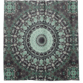 Mint Green en houtskool Mandala Patroon Douchegordijn (Voorkant)