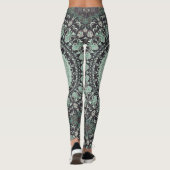 Mint Green en houtskool Mandala Patroon Leggings (Achterkant)