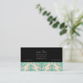 Mint Green en Off White Damask Style Patroon Visitekaartje (Staand voorkant)