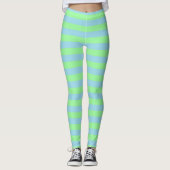 Mint Green en Pastel Blue Stripes Leggings (Voorkant)