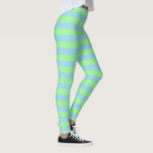 Mint Green en Pastel Blue Stripes Leggings (Rechts)