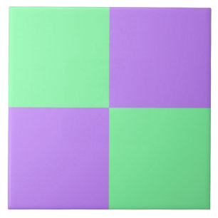 Mint Green en Pastel Paarse Checkerboard Tegel Tegeltje