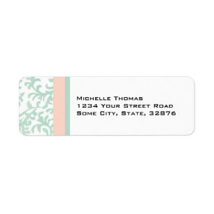 Mint Green en Peach roze het Adres van de Terugkee Etiket