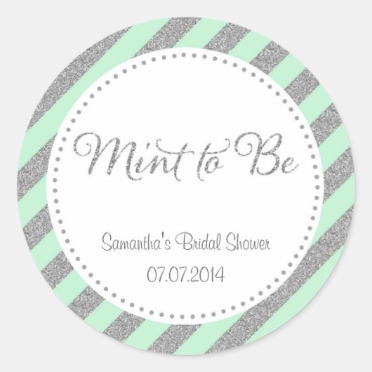 Mint Green en Silver Glitter Bedankt Sticker (Voorkant)