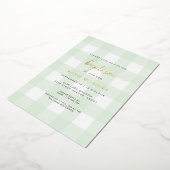 Mint Green En vichy Baptême Gold Foil Invitation (Rotation)