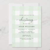 Mint Green En vichy Christening Invitation (Devant)