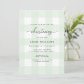 Mint Green En vichy Christening Invitation (Debout devant)