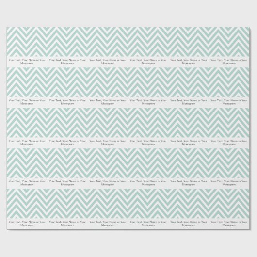 Mint Green en White Chevron | Gepersonaliseerd Cadeaupapier (Vlak)
