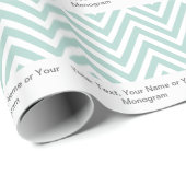 Mint Green en White Chevron | Gepersonaliseerd Cadeaupapier (Rol Hoek)