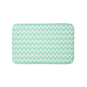 Mint Green en White Chevron Pattern Badmat