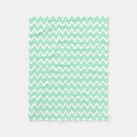 Mint Green en White Chevron Pattern Fleece Deken (Voorkant)