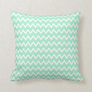 Mint Green en White Chevron Pattern Kussen