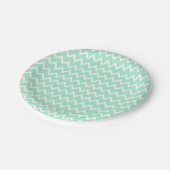 Mint Green en White Chevron Pattern Papieren Bordje (Gekanteld)