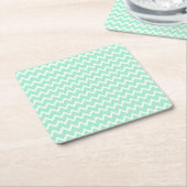 Mint Green en White Chevron Pattern Vierkante Kartonnen Onderzetter (Schuin)