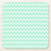 Mint Green en White Chevron Pattern Vierkante Kartonnen Onderzetter (Voorkant)