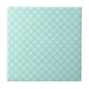Mint Green en White Daisies patterned Tegeltje