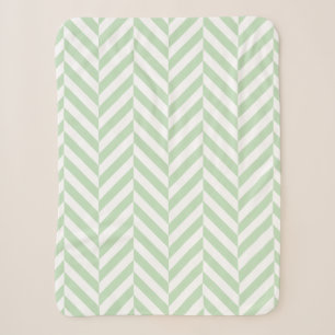 Mint Green en White Geometric Herringbone Pattern Sherpa Deken