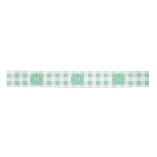 Mint Green en White Gingham, Uw Monogram Lint (Voorkant)