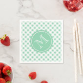 Mint Green en White Gingham, uw monogram Servet (Insitu)