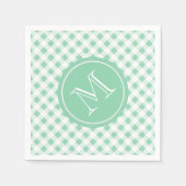 Mint Green en White Gingham, uw monogram Servet (Voorkant)