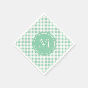 Mint Green en White Gingham, uw monogram Servet