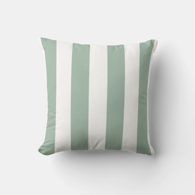 Mint Green en White Striped Kussen (Voorkant)