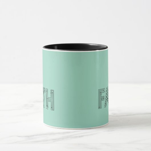 Mint green faith typography coffee mug (Centre)