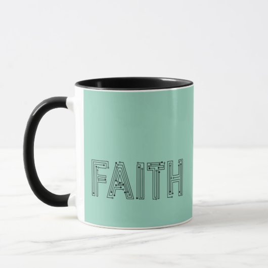 Mint green faith typography coffee mug (Gauche)