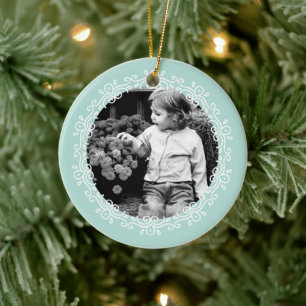Mint Green Fancy Swirls Photo Lijst Keramisch Ornament