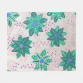 Mint Green Festive Floral Print Fleece Deken (Voorkant (Horizontaal))